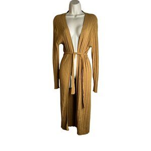House of Harlow 1960 Ribbed Belted Duster Cardigan Mustard Yellow Womens Size S